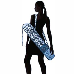 prAna Bhakti Yoga Mat Bag w/ Pocket & shoulder strap - Mood Indigo Tile Blue